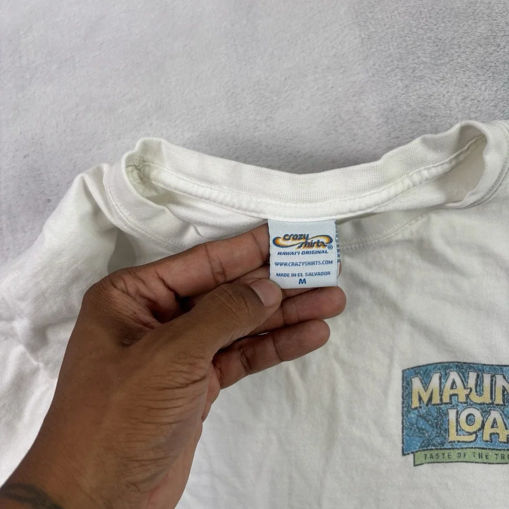 Crazy Shirts Mauna Loa Taste of the Tropics White SS Graphic Shirt Men's Medium